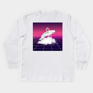 Happy Synthwave Whale Kids Long Sleeve T-Shirt